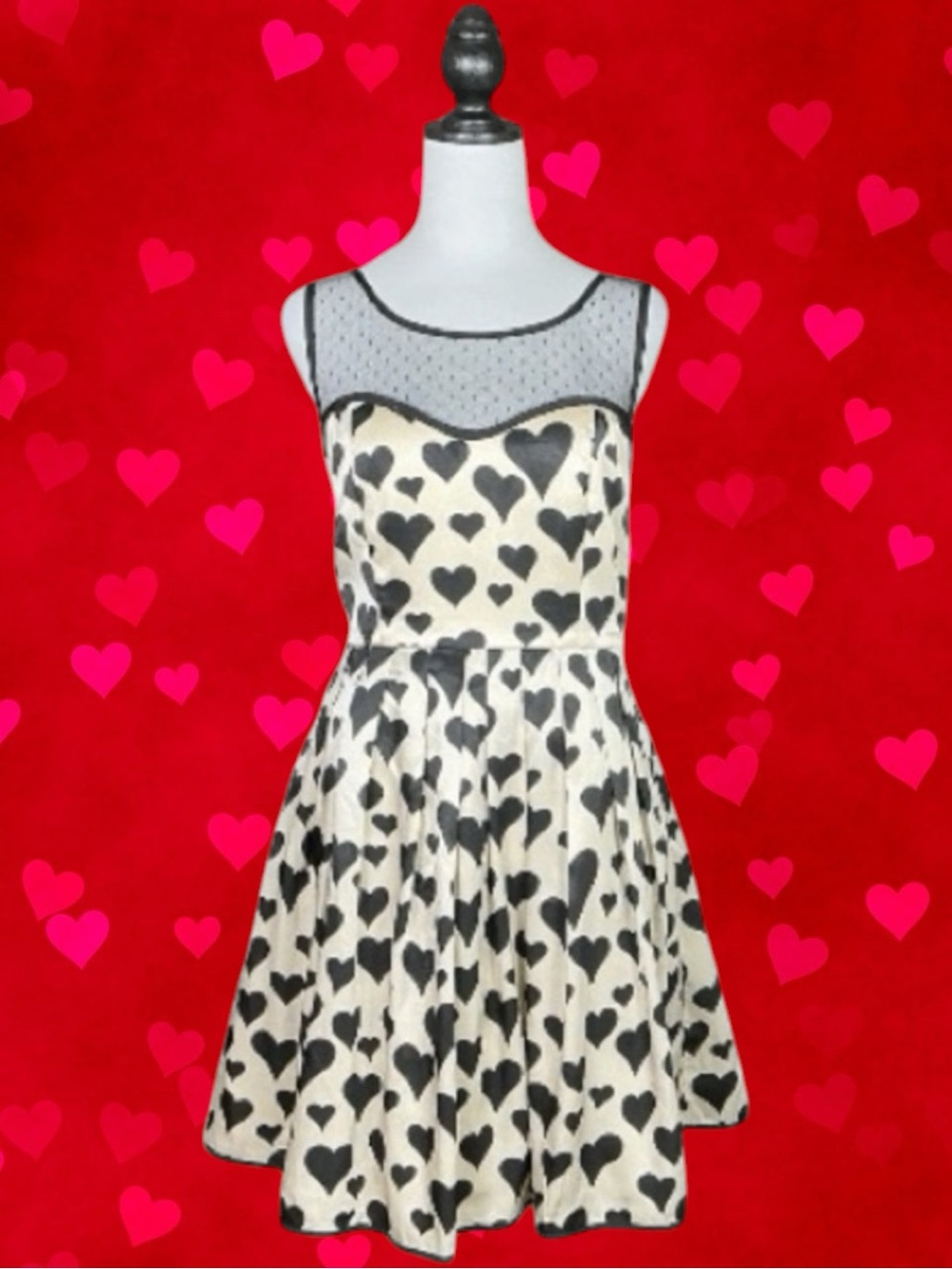 ModCloth Minuet Retro Coquette Pin-Up Twee Whimsigoth Formal Party Heart Dress L